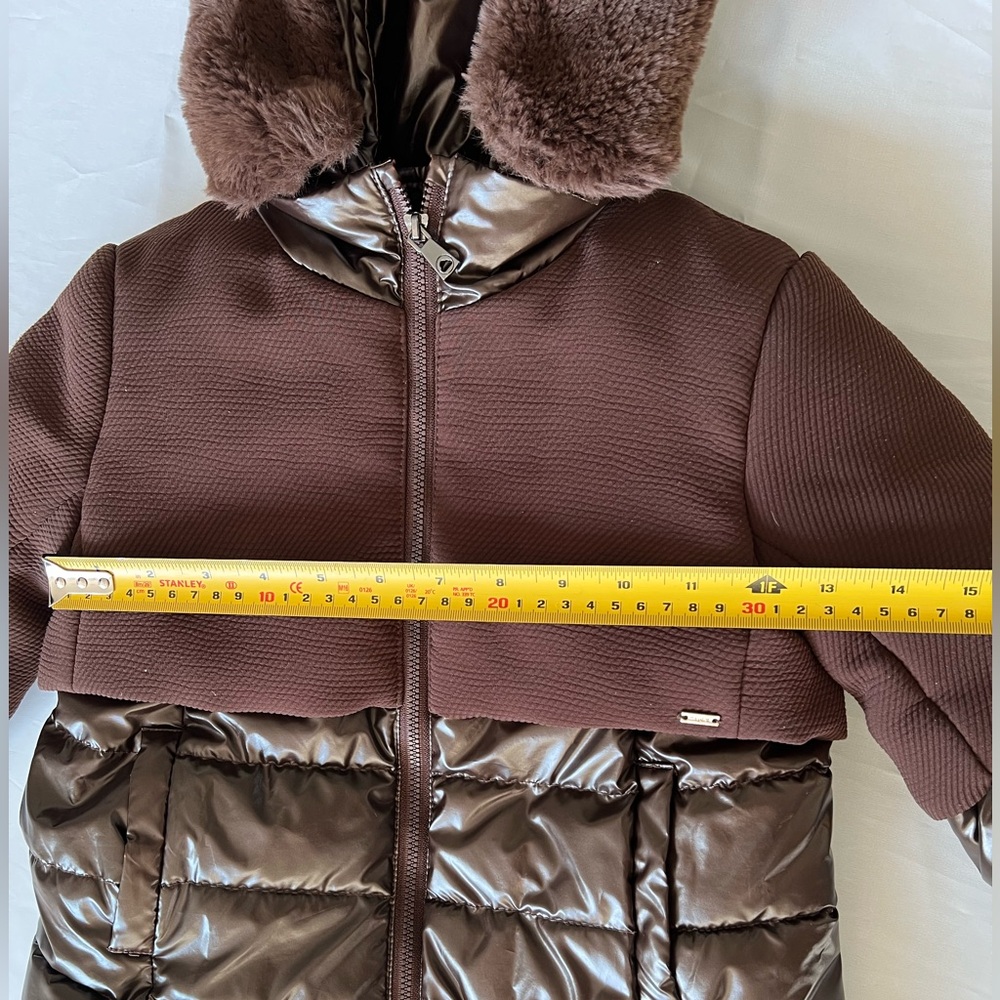 Mayoral Brown Quilted & Textured Hooded Puffer Coat 2T - Picture 9 of 11